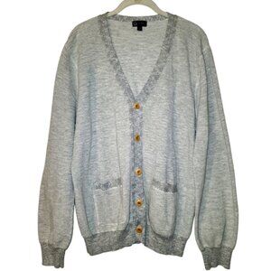 J.Crew V-neck Button Down Ribbed Cardigan | Patchwork Pockets Size Large